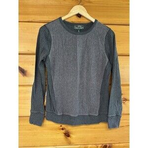 LRL Lauren Active Shirt Women's M Gray Herringbone Crew Neck Sweater Sweatshirt